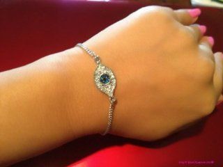 Crystal Lucky Eye Bracelet Known to Ward Off Evil, Jewelry Trendy Style Silver Tone Rhodium Plated, Perfect for Every Occasion, Gift and Holidays, Arrives in Gift Box : Facial Treatment Products : Beauty