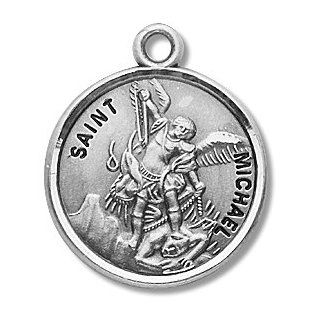 Small Sterling Silver St. Michael the Archangel Medal with 18" Chain in Gift Box. St. Michael the Archangel Is Known for Protection As Well As the Patron of Against Danger At Sea, Against Temptations, Ambulance Drivers, Artists, Bakers, Bankers, Banki
