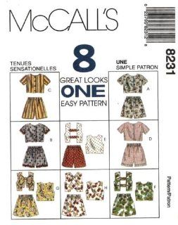 McCall's Sewing Pattern 8231 Girls' Tops and Pull on Shorts   8 Looks, CJ (Size 10 12 14)