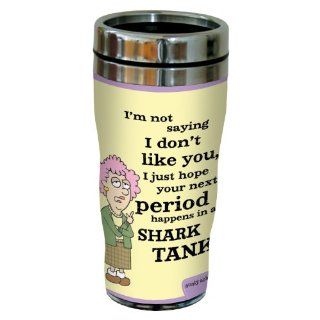 Tree Free Greetings sg23782 Hilarious Aunty Acid "Shark Tank" by The Backland Studio Ltd. 16 Oz Sip 'N Go Stainless Steel Lined Tumbler: Kitchen & Dining
