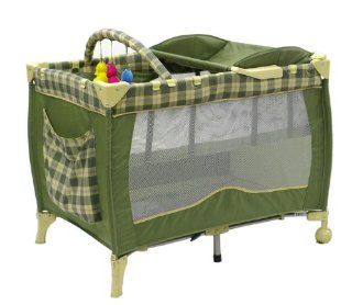 Dream On Me Deluxe Adjustable Height Play Yard with Changing Area, Green : Baby
