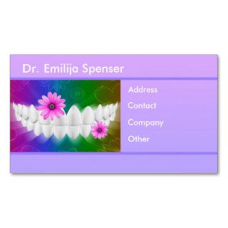 Dentist Smile With Flowers Purple Business Card