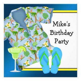 Mans BBQ Margarita Beach Birthday Party Invitation