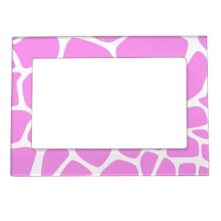 Animal Print (Giraffe Pattern)   Pink White Picture Frame Magnets