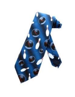 Parquet Mens Bowling Balls and Pins Lane Necktie   Blue   One Size Neck Tie: Clothing