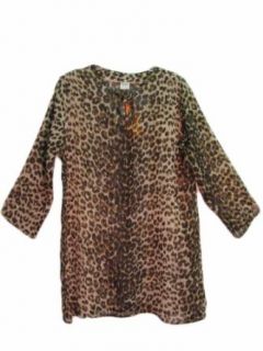 Women's Leopard Print Sequin Indian Kurta Tunic Chiffon Cover Up
