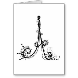 Lacy, elegant hand illustrated initial  Letter A Greeting Cards