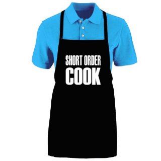 Funny "SHORT ORDER COOK" Apron; One Size Fits Most   Medium Length Kitchen Aprons for Men, Women, Teen, & Kids (Unisex); Soft Cotton Polyester Mix with DuPont Teflon Fabric Protector. Great gift idea.