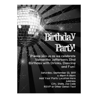 Sparkling Disco Ball Birthday Party Invitations