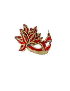 Scary Masks Venetian Mask Red W Gold & Gem Halloween Costume   Most Adults: Clothing