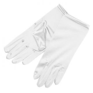 ZaZa Bridal Shiny Stretch Satin Dress Gloves Wrist Length One size Fits Most White at  Womens Clothing store