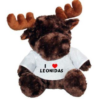 Plush Moose Toy with I love Leonidas t shirt (first name/surname/nickname) Toys & Games