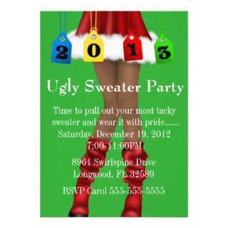 Cute Trendy Holiday/Christmas Ugly Sweater Party Custom Invitations