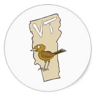 Vermont VT Cartoon Map & State Bird Stickers