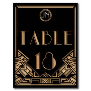 Black Gold Art Deco Gatsby Style Table Number 18 Post Cards