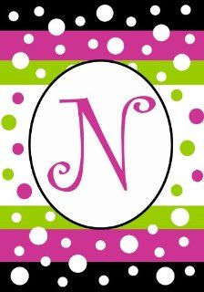 Small Polka Dot Party Monogram Flag Displays Letter N By Custom Decor 12x18 : Outdoor Flags : Patio, Lawn & Garden