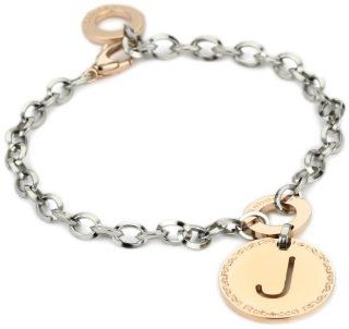 Rebecca "Word" Rose Gold Over Bronze Letter "J" Bracelet: Jewelry