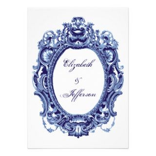 Blue Vintage Frame Wedding Invitations