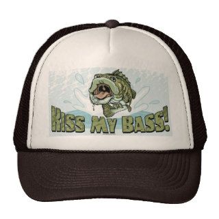Funny Kiss My  Bass Gift Ideas for Fishermen Trucker Hat