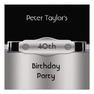 Chrome Metal Silver Mens 40th Birthday Man Personalized Announcement