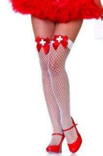 Fishnets Thi Hi Nurse Wt Rd Bw   1 size stockings only: Costume Accessories: Clothing