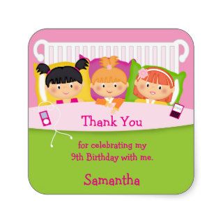 Sleepover Birthday Party Thank You Favor Sticker