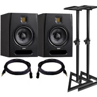 ADAM F7 Pair Active Nearfield Monitors with TRS to XLR M Mogami Cables and Studio Monitor Stands: Electronics