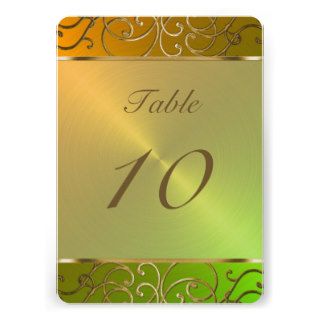 Gold Filigree Swirls Table Number Custom Invitations
