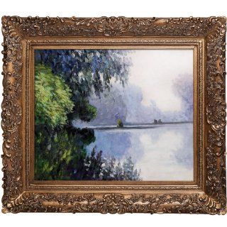 overstockArt Monet Morning on The Seine Near Giverny with Burgeon Gold Frame with Gold Finish   Oil Paintings