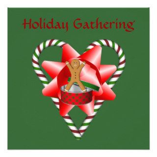 Christmas Candy Cane Heart Holiday Invitation