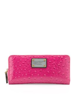 Classic Q Ostrich Embossed Slim Zip Wallet, Pop Pink   MARC by Marc Jacobs
