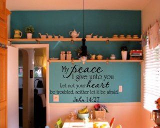 My Peace I Give Unto You Let Not Your Heart Be Troubled, Neither Let It Be Afraid. John 1427 Religious Inspirational Vinyl Wall Decal Sticker Mural Quotes Words R037   Other Products  
