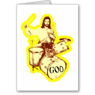 Jesus Saves Then Drums Jesus Drummer T shirt Greeting Cards