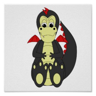 Cute Black And Red Dragon Posters
