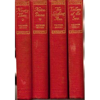 Vintage 4 Volume Set by Victor Hugo, Published By T. Nelson & Sons, No dates, but estimated to be early 1900's, Includes: Ninety Three, Notre Dame, The Laughing Man, Toilers of the Sea. Red cloth hardcover with gold imprinting.: Victor Hugo: Books