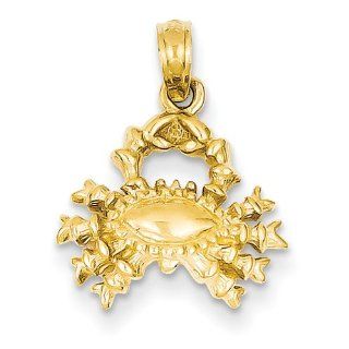 14k Yellow Gold 3 D Cancer Zodiac Pendant: Jewelry