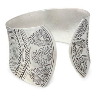 Sterling silver cuff bracelet, 'Pagoda': Jewelry