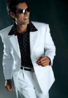 Men's Single Breasted 3 Button Dress Casual White Suit Wool High Twist All Year Around at  Mens Clothing store