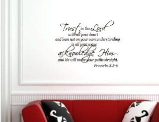Trust in the lord with all your heart and lean not unto your own understanding proverbs 3:5 6 Vinyl wall lettering stickers quotes and sayings home art decor decal   Wall Banners