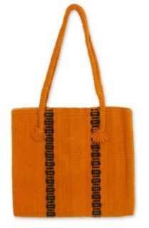 Wool handbag, 'Zapotec Orange': Clothing