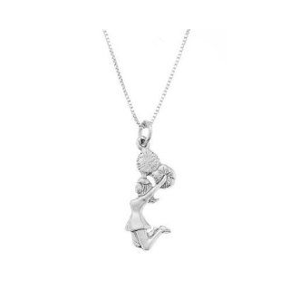 Sterling Silver One Sided Cheering Jumping Cheerleader Necklace: Jewelry