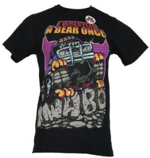 I Wrestled A Bear Once (IWABO) Mens T Shirt   Monster Truck Image on Black: Clothing