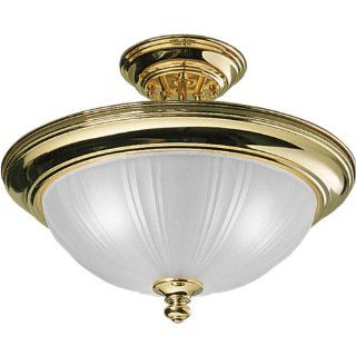 Progress Lighting P3746 10 Semi Flush Ceiling Fixture with Satin Etched Glass, Polished Brass   Close To Ceiling Light Fixtures  