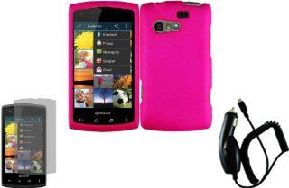 For Kyocera Rise C5155 Hard Cover Case Hot Pink+LCD Screen Protector+Car Charger: Cell Phones & Accessories