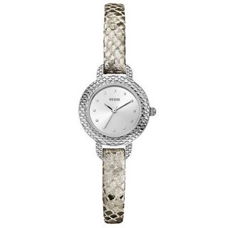 Guess Online exclusive ladies silver animal print leather bracelet watch