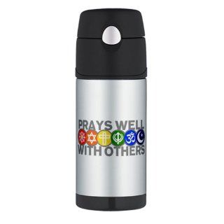 Thermos Travel Water Bottle Prays Well With Others Hindu Jewish Christian Peace Symbol Sign : Thermoses : Everything Else