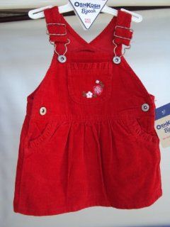 OshKosh B'gosh Girls Solid Red Cotton Corduroy Overall Jumper 2 Toddler (2t): Infant And Toddler Dresses: Baby