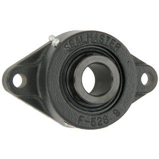 Sealmaster MSFT 32C Medium Duty Flange Unit, 2 Bolt, Regreasable, Contact Seals, Setscrew Locking Collar, Cast Iron Housing, 2" Bore, 8 1/2" Overall Length, 7 1/4" Bolt Hole Spacing Width, 13/16" Flange Height: Flange Block Bearings: In