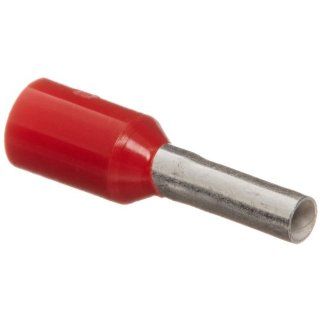 Panduit FSD77 6 D Insulated Ferrule, Single Wire DIN End Sleeve, 18 AWG Wire Size, Red, 0.12" Max Insulation, 3/8" Wire Strip Length, 0.06" Pin ID, 0.24" Pin Length, 0.49" Overall Length (Pack of 500): Terminals: Industrial & S