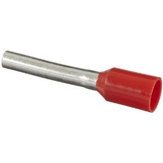 Panduit FSF77 10 D Insulated Ferrule, Single Wire French End Sleeve, 18 AWG Wire Size, Red, 0.11" Max Insulation, 17/32" Wire Strip Length, 0.06" Pin ID, 0.39" Pin Length, 0.65" Overall Length (Pack of 500): Terminals: Industrial &